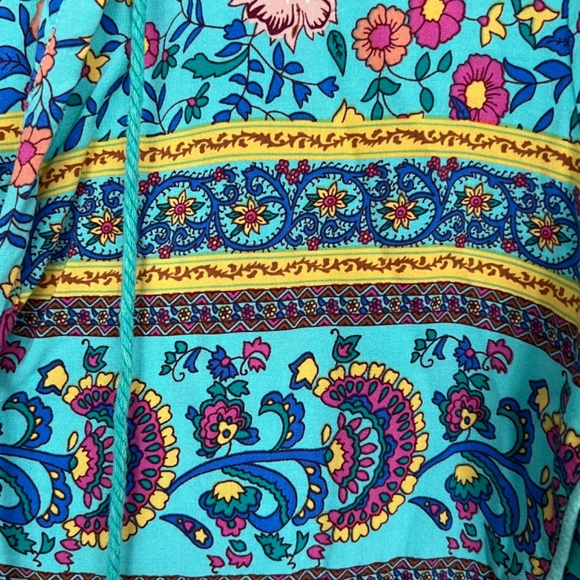 R.Vivimos Women's Long Sleeve Floral V Neck Bohemian Midi Dress XL (teal) - Picture 5 of 5